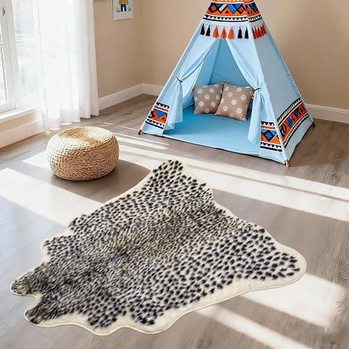 Leopard Print Rug, Faux Cowhide Cheetah Skin Rug Animal Printed Area Rug Carpet for Home Office, Livingroom, Bedroom thumbnail 8