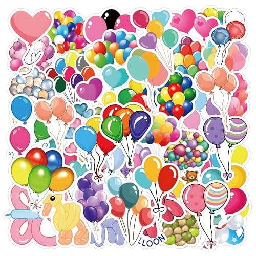 60Pcs Party Balloon Stickers, Waterproof Water Bottles for Girls Boys and Teenagers, Laptop, Skateboard Decoration(Balloon Bouquet) thumbnail 4