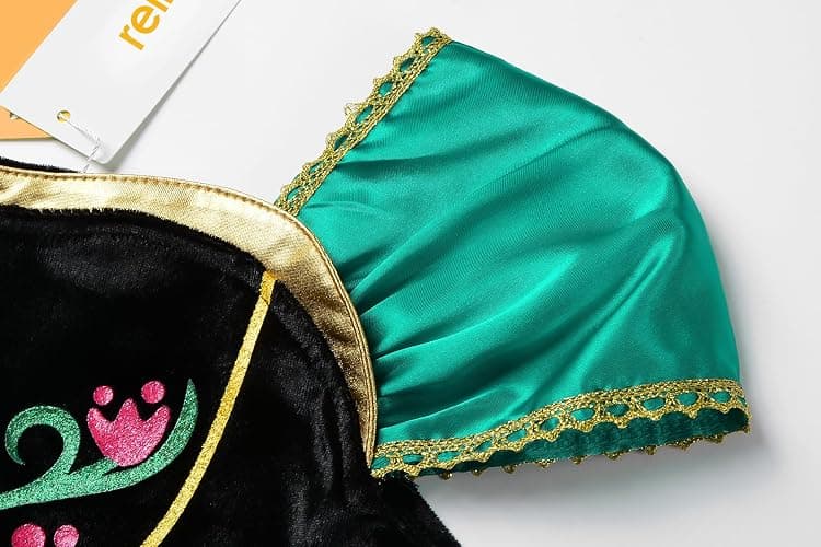 ReliParty Girls Princess Costume Dress up Green, with Accessories,150 thumbnail 6