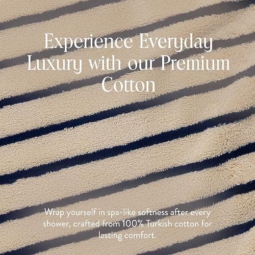 Brooklinen Super-Plush Turkish Cotton Bath Sheets - Set of 2 - Cotton, 820 GSM, Highly Absorbent, Machine Washable, Perfect for Home & Bathroom (40" x 65", Striped Navy) thumbnail 6
