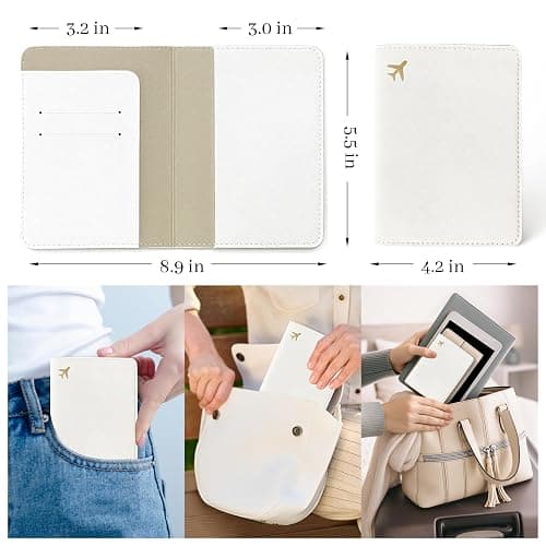 toTravelGear Passport Holder for Travel Essentials,RFID Blocking Passport Cover Case for Travel Accessories,Travel Wallet for Women Men (Cream) thumbnail 3