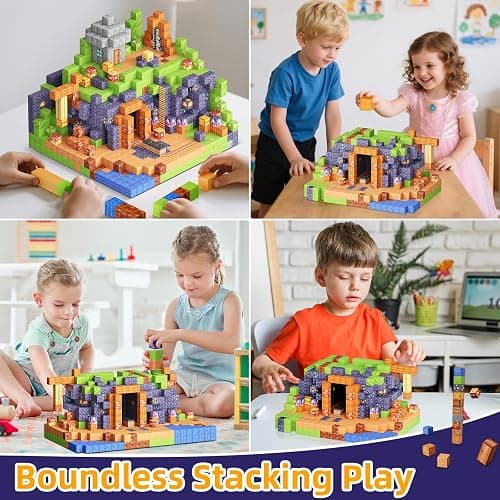 Minoskia Magnetic Blocks, 150 PCS Magnetic Building Blocks Sensory Toys for 3-5 4-6 5-7 6-8 Year Old Boys Girls Easter Birthday Gifts Travel Outdoor Kids Games thumbnail 7