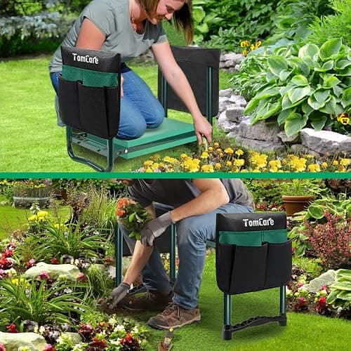 TomCare Garden Kneeler and Seat 10.64” Wider Larger Soft Kneeling Pad Garden Bench with 2 Large Tool Pouches Heavy Duty Garden Stool Foldable Tools Gardening Gifts for Women Men Gardeners thumbnail 7
