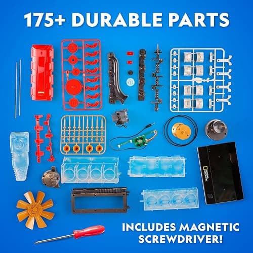 National Geographic 4-Cylinder Engine Building Kit Working Model for Kids | 175+ Pieces, Moving Pistons, Valves and Gears, Clear Engine Model, DIY Engineering Toy, Tools Included, Birthday Gift thumbnail 4