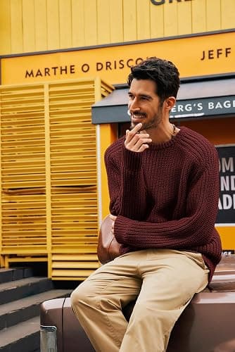PJ PAUL JONES Mens Sweater Crewneck Knit Sweaters Casual Textured Pullover Sweater thumbnail 5