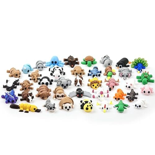 40 PCS 3D Printed Animal Figurines, Articulated Animal Figurines, Fidget Toys, Flexible Car Decor, Party Favor, Gifts for Girls and Boys, Office Desk Pets, Birthday Gifts - Image 1