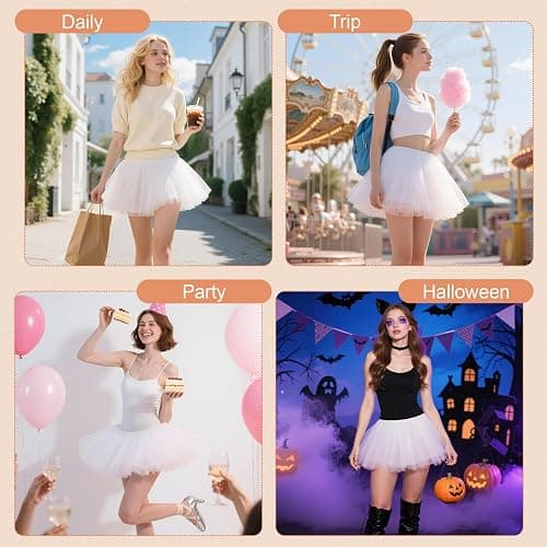 Women's Tutu Skirt Elastic 5 Layered Vintage Tulle Ballet Skirt Party Festival Costume thumbnail 6