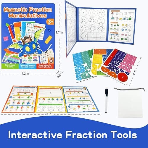 CABVIP Magnetic Fraction Puzzle Set, Fraction Tiles, Math Manipulatives | 120-Piece Fraction Tiles & Circles with Dry-Erase Card for Visual Hands-On Learning, Grades 1-5, Homeschool & Classroom thumbnail 3