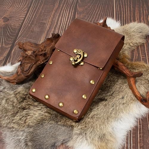 Renaissance Belt Pouch Coin Purse Skirt Hike Set Medieval Festival Costume Halloween Accessories Casual Fanny Pack Waist Bag (2Pouch-Brown) thumbnail 4