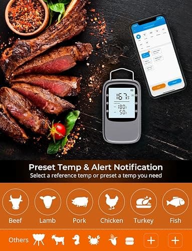 Govee Bluetooth Meat Thermometer, Digital Wireless Meat Thermometer for Smoker Oven, Smart Grill Thermometer with Dual Probes, 230ft Remote Monitor Cooking Thermometer for BBQ Kitchen Rotisserie thumbnail 4