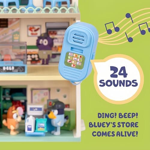 Bluey and Bingo Supermarket Playset with Escalator, Pretend Play Toys for Toddlers, Sounds and 15 Pieces, Grocery Store Playset thumbnail 6