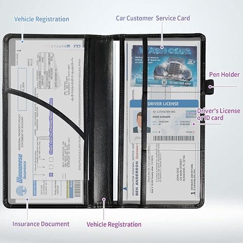 SDDFRHGH Car Registration and Insurance Holder,Leather Insurance License and Registration Card Holder for Car Glove Box, Auto Truck Document Holder Organizer for Men Women- Black leopard print - Black leopard print thumbnail 4