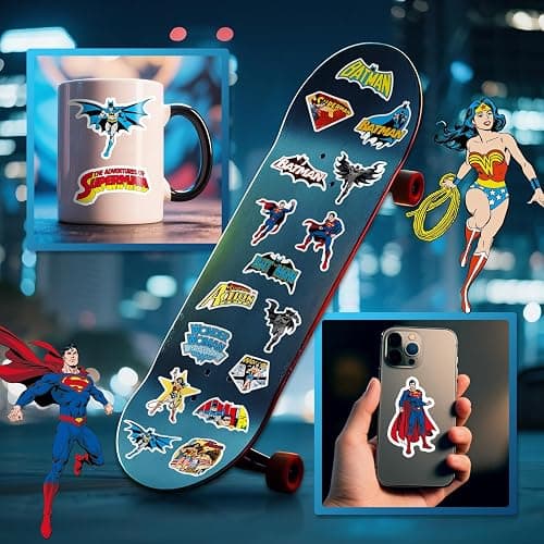 Superhero Stickers for Water Bottles – 50PCS Cool Comic Hero Stickers | Waterproof Vinyl Decals for Laptop, Skateboard, Phone, Luggage, Scrapbook, Party Favors, Birthday Gifts for Kids Teens Adults thumbnail 5