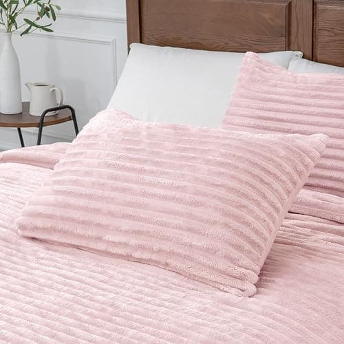BEDELITE Fleece Twin Comforter Set -Super Soft & Warm Fluffy Pink Bedding, Luxury Fuzzy Heavy Bed Set for All Season with 1 Pillow case thumbnail 6