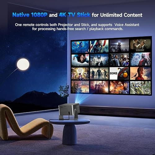 Magcubic Smart Projector 4K Support, Portable Projector with Wifi and Bluetooth, TV Stick Built-in, Auto Focus & Obstacle Avoidance, 650 ANSI, Voice Control, Home Theater Movie Proyector Outdoor thumbnail 2