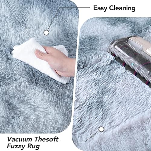 Fluffyrug 5x7 Bedroom Rugs: Shag Rug for Bedroom - Area Rug 5x7 Grey Plush Fuzzy Soft Carpet (Tie-Dyed Light Gray, 5x7 Feet) thumbnail 4