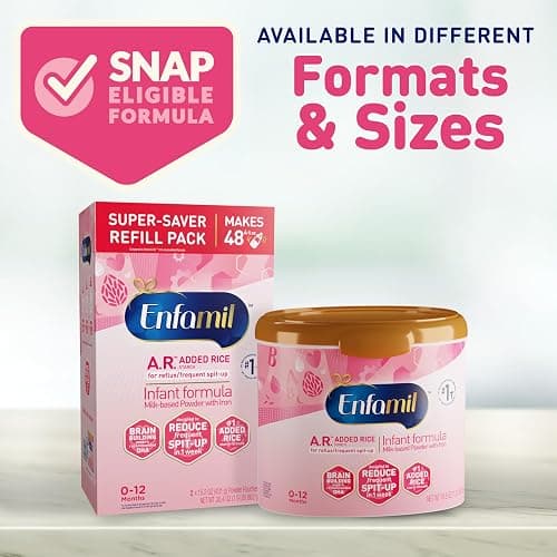 Enfamil A.R. Infant Formula, Reduces Reflux & Spit-Up, DHA for Brain Development, Probiotics to Support Digestive & Immune Health, Reusable Powder Tub, 19.5 Oz (Pack of 2) thumbnail 9