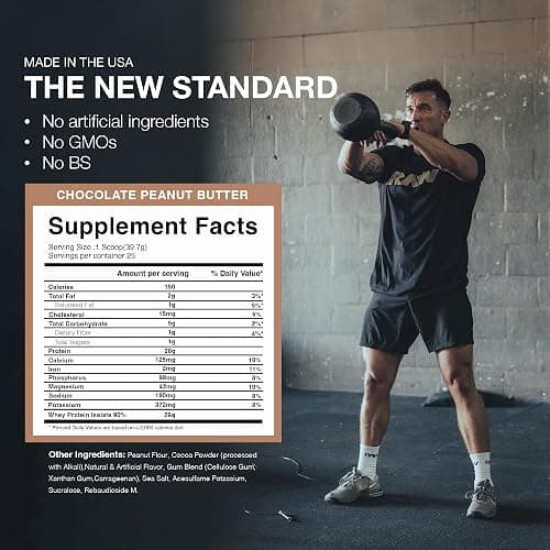 RAW Whey Isolate Protein Powder, Chocolate Peanut Butter (CBUM Itholate) - 100% Grass-Fed Sports Nutrition Powder for Muscle Growth & Recovery - Low-Fat, Low Carb, Naturally Flavored - 25 Servings thumbnail 2