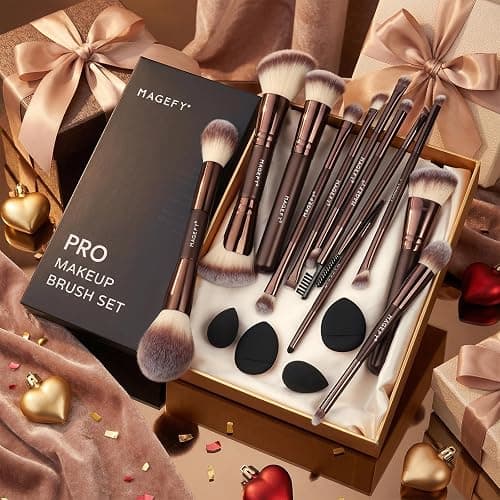 MAGEFY Makeup Brushes 22-in-12 Professional Makeup Brush Set Double-End Make Up Brushes for Powder Concealers Eye Shadows Blush with Gift Box thumbnail 2