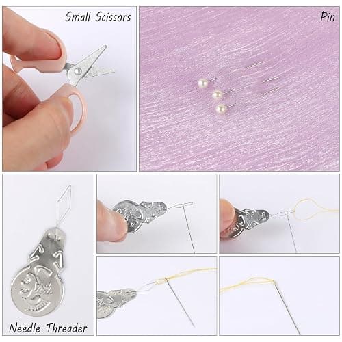 MIDELONG Heart Shaped Portable Travel Sewing Repair Kit - Mini Box with Threads, Scissors, DIY Hand Sewing Needles, Pink thumbnail 3