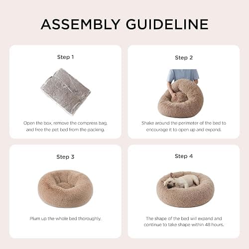 Bedsure Calming Dog Bed for Small Dogs - Donut Washable Small Puppy Bed, 23 inches Anti-Slip Round Fluffy Plush Faux Fur Large Cat Bed, Fits up to 25 lbs Pets, Camel thumbnail 8