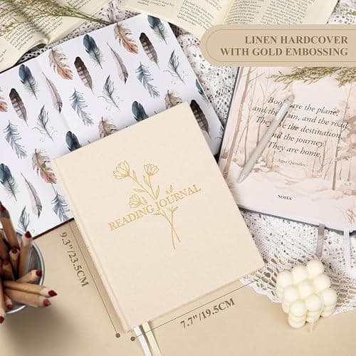 Lanpn Reading Journal Book Journal for Book Lovers Readers - Linen Hardcover Reading Log Book with 52 Book Reviews - Book Tracker Journal Reading Notebook Bookish Gifts, 9.3"x7.7", 158 Pages (Beige) thumbnail 3