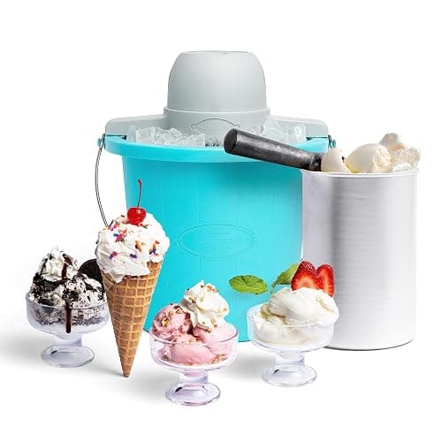 Nostalgia Electric Ice Cream Maker - Old Fashioned Soft Serve Ice Cream Machine Makes Frozen Yogurt or Gelato in Minutes - Fun Kitchen Appliance - Blue - 4 Quart - Image 1