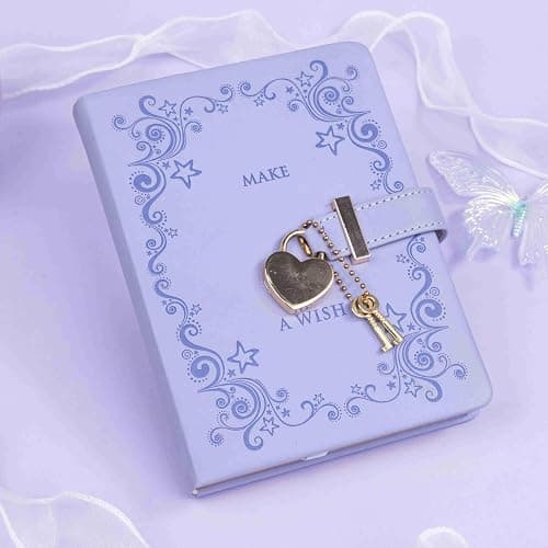 CAGIE Girls and Boys Diary with Lock and 2 Keys Heart-Shaped Locking Diary Journal for Women Purple Secret Locked Diary Notebook for Kids, 5.3 x 7 Inch, Gold Gilded Edges thumbnail 2