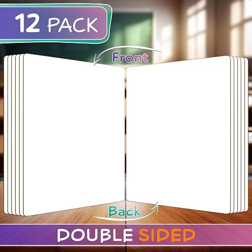 Scribbledo 12 Small White Board Dry Erase Boards Classroom Pack Mini White Boards 9"x12” Double Sided Personal Whiteboards for Students Teachers School Supplies Lapboards Mini Whiteboard Erasers Incl thumbnail 7