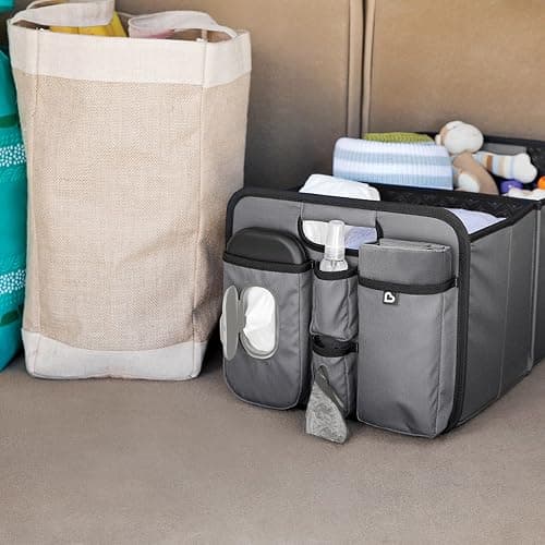 Munchkin Out-n-About Trunk Organizer for SUVs and Cars with Portable Changing Pad and Wet Baby Wipes for Diaper Changes On-the-Go, Collapsible, Grey thumbnail 5