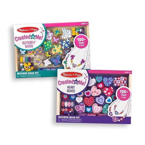 Melissa & Doug Wooden Bead Kits, Set of 2, Sweet Hearts and Butterfly Friends (Arts & Crafts, Easy to Use, Handy Wooden Tray, 120 Wooden Beads & 5 Color Cords) - English Only Packaging thumbnail 4