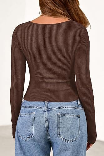 PRETTYGARDEN Women Cowl Neck Knit Fall Ruched Crop Tops | Fall Long Sleeve Going Out Shirts,Winter Ribbed Slim Fit Basic T-Shirts,Casual Spring Fitted Y2K Top,Business Casual Outfits thumbnail 5