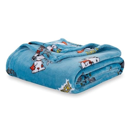 Berkshire Blanket Peanuts® VelvetLoft® Cute Character Snoopy Plush Blanket,Peanuts Large Masked Marvel Toss Happy Blue,Twin 60 in x 90 in (Official Peanuts® Product) thumbnail 2
