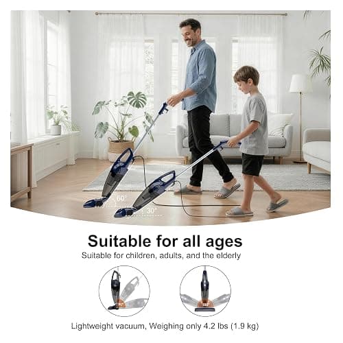 Sancorp Corded Stick Vacuum Cleaner, 3-in-1 Detachable to Handheld with 180°Left-Right Steering, 14KPA Powerful Suction for Pet Hair on Hard Floors, HEPA Filter, Lightweight with 16.4ft Long Cord thumbnail 5