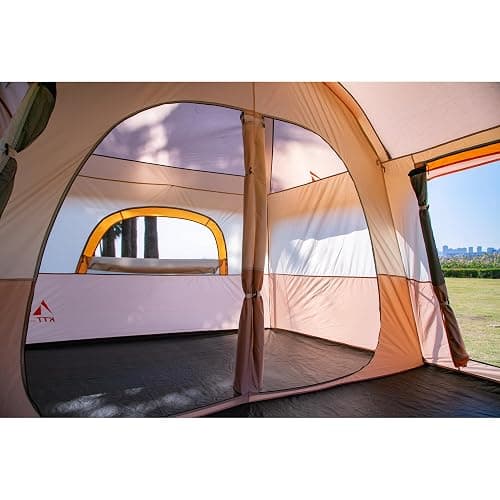 KTT Extra Large Tent 6-10-12-14 Person(A),Family Cabin Tents,2 Rooms,3 Doors and 3 Windows with Mesh,Straight Wall,Waterproof,Double Layer,Big Tent for Outdoor,Picnic,Camping,Family Gathering thumbnail 11