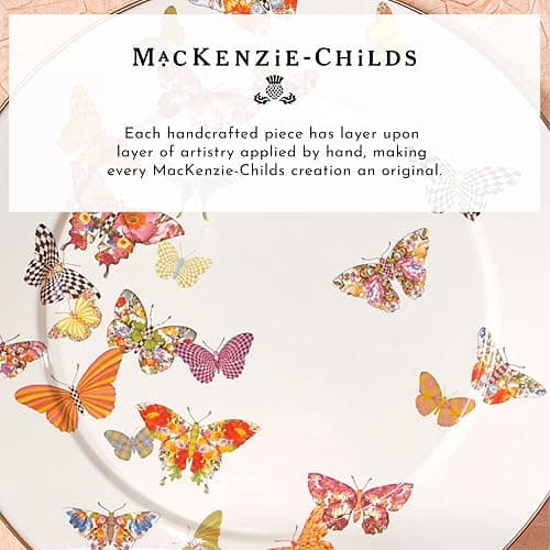 MACKENZIE-CHILDS Enamel Salad and Dessert Plate, Small Plate for a Dessert or Appetizer Dish, 8 Inches, Butterfly Garden - Butterfly Garden - 1 Plate thumbnail 6