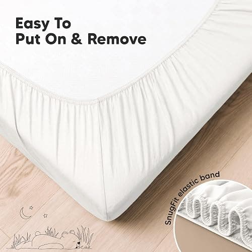 KeaBabies 2-Pack Organic Crib Sheets for Boys, Girls - 52x28 Fitted Crib Mattress Sheet Neutral, Breathable Jersey Cotton Cover for Baby Bed, Toddler Mattress, Soft & Cute Prints (Soft White) thumbnail 6