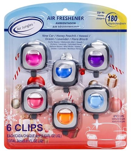 Air Jungles Car Air Fresheners Clip 6 Ct, Variety Pack Vent Clips | Natural Essential Oil, Car Fragrance Accessories for Women and Men, Odor Eliminator, 4 mL Each - Image 1
