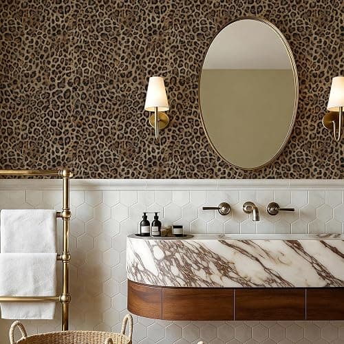 JiffDiff Upgrade Leopard Print Peel and Stick Wallpaper, 17.3" x 120" Waterproof Removable Self Adhesive Wallpaper, Brown Unique Funky Cheetah Contact Paper for Bedroom, Bathroom, Decor thumbnail 4