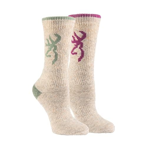 Browning Women's Wool Buckmark Socks, 2 Pairs Wool Blend Outdoor Boot Socks with Arch Support - Image 1