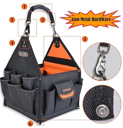 WELKINLAND 40-Pockets HVAC Tool Tote, 25L Open Top Electrician Tool Bag | Heavy-Duty Tool Bag HVAC,Easy-Access Technician Tool Bags,Stand-Up Tools Bag For Plumbers,Comfy Tools Bag With Shoulder Strap thumbnail 6