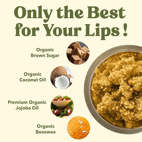 Earth's Daughter Organic Brown Sugar Lip Scrub 0.7 oz - USDA Organic Lip Exfoliator Scrub for Dry Lips - Fair Trade, Brown Sugar, Jojoba Oil, Beeswax, Coconut Oil - Scrubber Exfoliator thumbnail 2