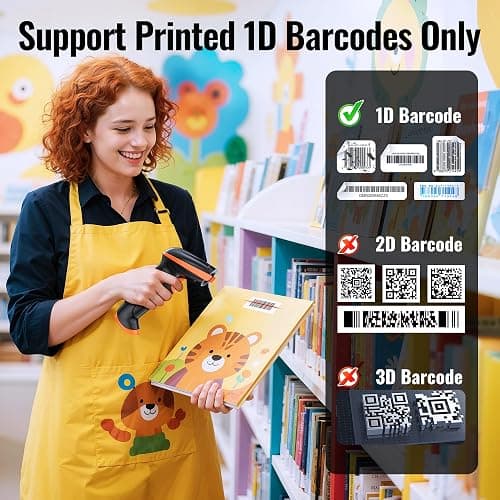 Tera Barcode Scanner Wireless 1D Laser Cordless Barcode Reader with Battery Level Indicator, Versatile 2 in 1 2.4Ghz Wireless and USB 2.0 Wired thumbnail 7