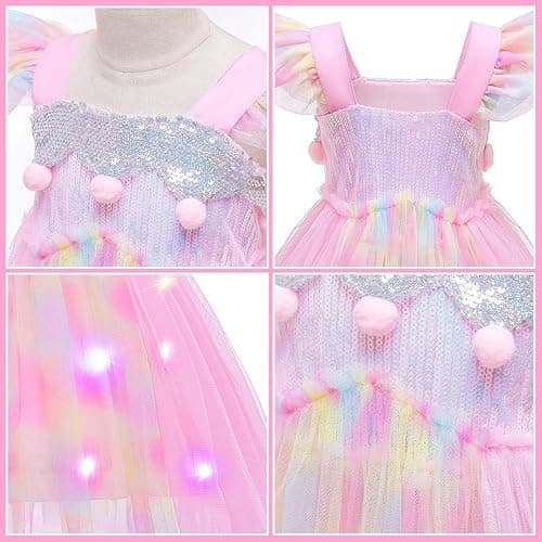 Latocos Girls Unicorn Dress Costume Toddler Light Up Princess Dress Up Clothes Unicorn Toys Halloween Birthday Gifts thumbnail 4
