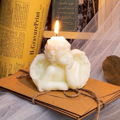 Nuanchu 2 Pieces Angel Candle Scented Candle Wax Vegan Room,White | Aesthetic Girls Bedroom Decoration Vintage Style Modern Cherub Figurine Design Trendy Home Decor Art thumbnail 7
