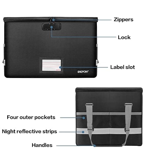 Fireproof Box File Storage Organizer Anti-Static Box,Collapsible Fireproof Document Box Filing Box with Handle,Portable Home Office Safe Box for Hanging Letter/Legal Folder thumbnail 8