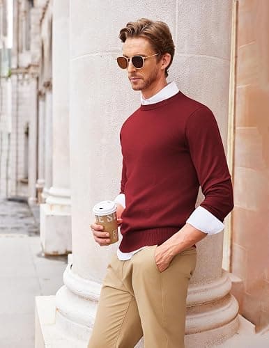 COOFANDY Men's Crew Neck Sweater Slim Fit Lightweight Sweatshirts Knitted Pullover for Casual Or Dressy Wear thumbnail 5
