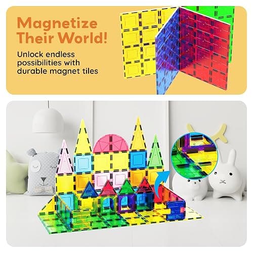 PicassoTiles Magnetic Building Block Tiles Supersize Stabilizer Base Toy Large Size Magnet Tile Plate Jumbo XL Add On Durable Foundation Compatible Education Construction STEM Learning Stacking Set thumbnail 7
