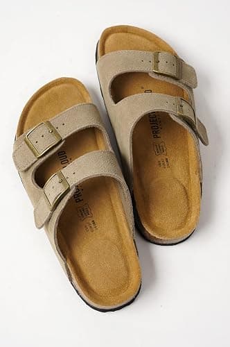Project Cloud 100% Genuine Leather Flat Sandals For Women 2026 Cork Footbed Womens Sandals with Memory Foam and arch support Vacation Essentials Slides for Women Footwear (Venita) thumbnail 8