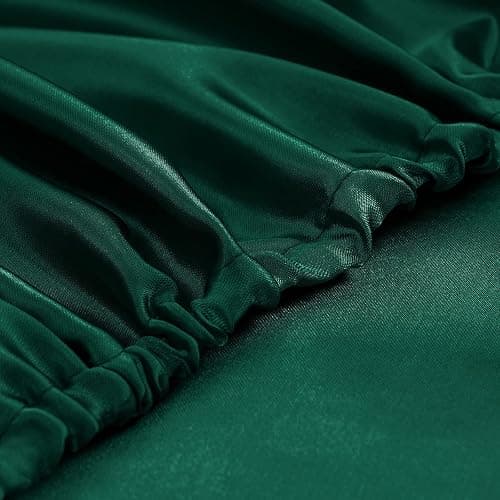 Homiest 3pcs Satin Sheets Set Luxury Silky Satin Bedding Set with Deep Pocket, 1 Fitted Sheet + 1 Flat Sheet + 1 Pillowcase (Twin Size, Blackish Green) thumbnail 8